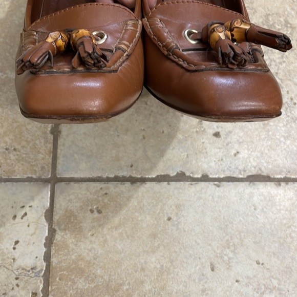 Authentic Gucci Brown Leather Bamboo Tassel Loafer Pumps - Picture 10 of 10